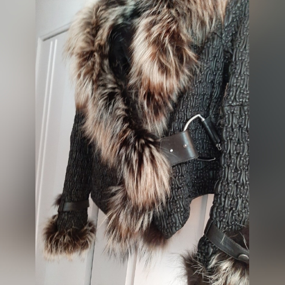 Leather and fur coat
